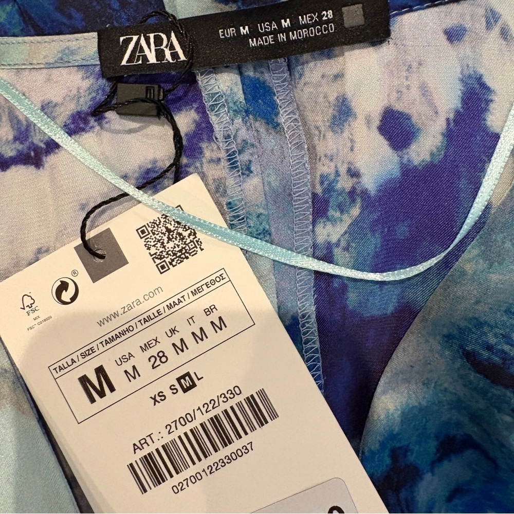 NWT Zara Blue Kaftan Style Dress Size Medium - Picture 8 of 10